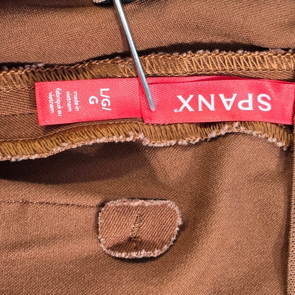 Spanx On The Go Ankle Slim Straight Trousers Pants L Bronze Glow Brown - Picture 6 of 12